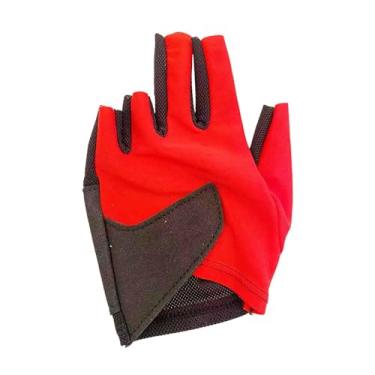 Imagem de Pegciuho Luva de Bilhar 5 Dedos Abertos Luva de Bilhar Luvas de Taco de Sinuca Nylon Mesh para Mão Esquerda, Homens Mulheres, Vermelho