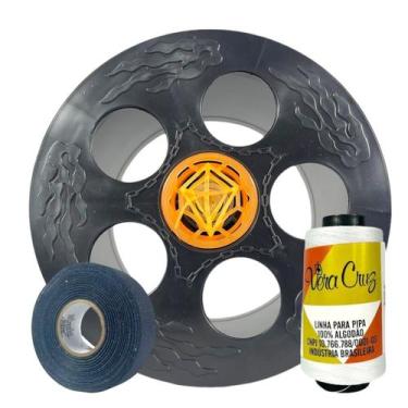 Imagem de Kit Pipa Carretilha 15cm Linha 04 De 1500 Jardas e Fita Dedo - Lamar, 