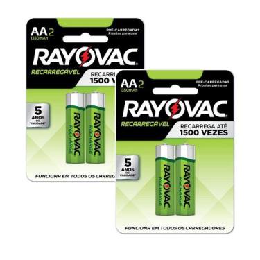 Imagem de 4 Pilhas Recarregável Rayovac Aa (pequena) 1350 Mah 