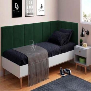 Imagem de Conjunto de Cabeceira Painel Cama Box Laura II Solteiro 0,90 cm com Pr