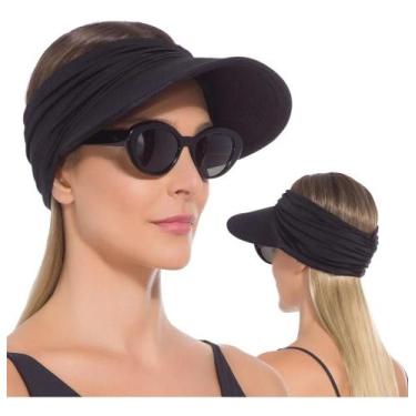 Imagem de Viseira Turbante Praia Dupla Face Protecao Solar - Hype Kids, Preto, Ú