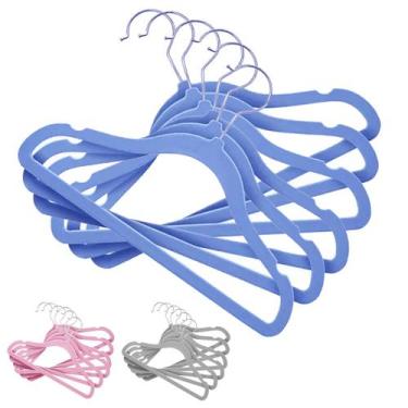 Imagem de Kit 6 Cabides de Veludo Infantil Bebê Antiderrapante - FRATELLI, AZUL