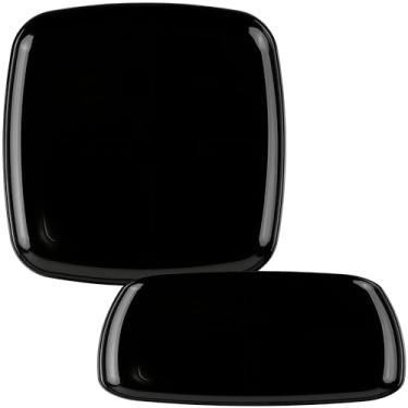 Imagem de Bandeja quadrada orgânica clássica de plástico preto - 30,5 cm (pacote com 2) - Travessas de festa elegantes e duráveis - ideal para eventos domésticos e de catering
