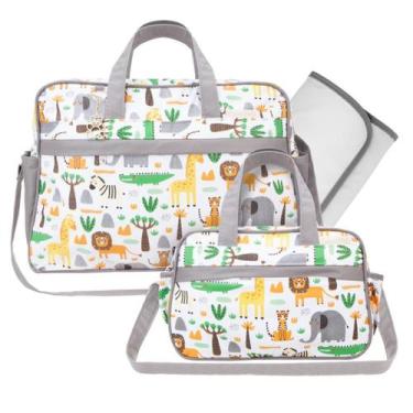 Imagem de Kit Bolsa Maternidade Baby Jungle Animais Safari - Espera Feliz, cinza