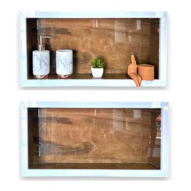 Imagem de Kit 2 Nichos Para Banheiro Em Porcelanato 60x30x10 cm - PHZ, Madeira