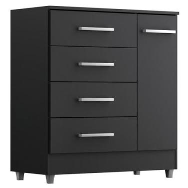 Imagem de Comoda 4 Gavetas 1 Porta Laura Preto Onix - Quarta Divisao Moveis