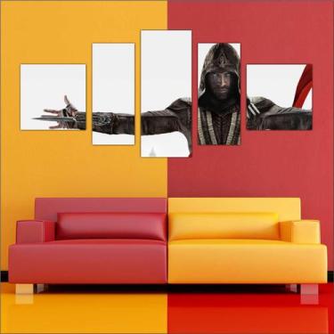 Imagem de Quadro Decorativo Game Assassin's Creed Mosaico 5 Peças Salas Quartos 