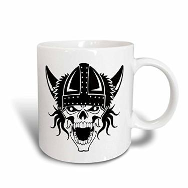 Imagem de 3dRose Caneca vermelha de dois tons mug_39618_5"Caveira Viking em preto e branco" 325 ml, multicolorida