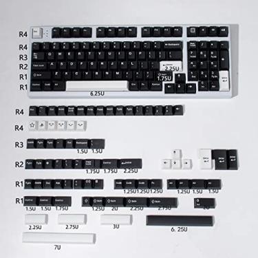 Imagem de Conjunto de teclas WOB preto e branco 173 teclas perfil cereja duplo teclas personalizadas ISO ANSI para Cherry MX Gateron 60% 65% 75% 95% teclados mecânicos
