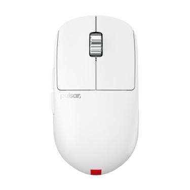 Imagem de Pulsar Gaming Gears - Mouse para jogos sem fio X2H eS, edição limitada, simétrico, interruptor óptico, tela OLED, sem driver, sensor PAW3395, bateria 100H, dongle 4K incluído (médio, branco)