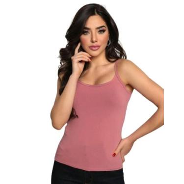 Imagem de regata feminina básica algodão alça fina regatinha moda tendencia - M&