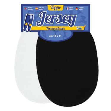 Imagem de USIT, 6 pares de adesivos de jérsei para passar a ferro, 15 x 10 cm, ideal para consertar roupas de treino, camisas e calças esportivas, pacote com 6 pares, preto e branco