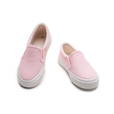 Imagem de KOSISOK Tênis infantil de lona para meninos e meninas de cano baixo sem cadarço, Rosa-g01, 8.5 Toddler