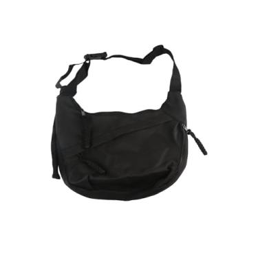 Imagem de Bolsa transversal de ombro único de grande capacidade, bolsa de bolinhos de nylon bolsa de mão esportiva bolsa de lona, Preto, One Size