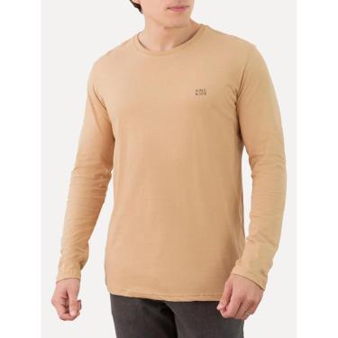Imagem de Camiseta King & Joe Masculina Manga Longa Basic Dark Small Logo Cáqui Claro-Masculino