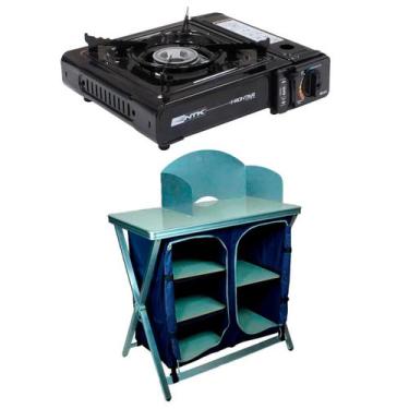 Imagem de Mesa Portátil Armário Cucina + Fogareiro Diversos Modelos 1 ou 2 Queim