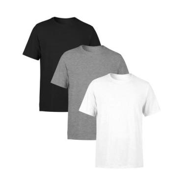 Imagem de Kit 3 Camisetas AMGK Masculina Lisa Premium 100% Algodão, Masculino, C