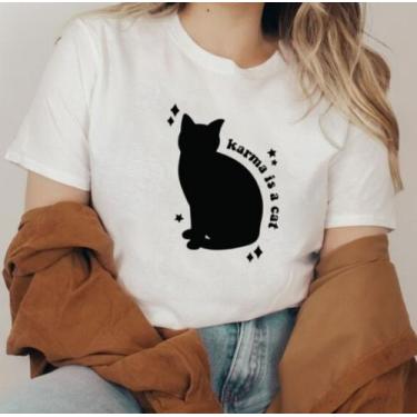 Imagem de Camisa Feminina Karma Is A Cat Taylor Swift Eras Tour Baby Look - SEMP
