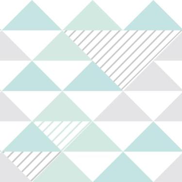 Imagem de Papel De Parede Adesivo Sala Verde Água Tons Triangulo - Criptonita, 1