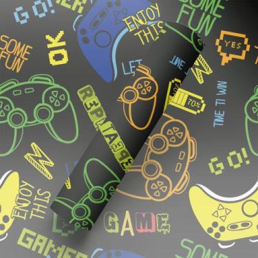 Imagem de Papel De Parede Adesivo Tema Video Game Fundo Preto Quarto - Bazar Dos