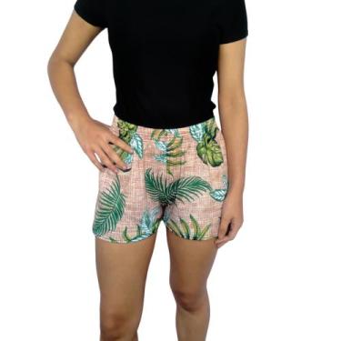 Imagem de Short Feminino Curto Soltinho Elástico Estampas Sortidas Canelado PP a