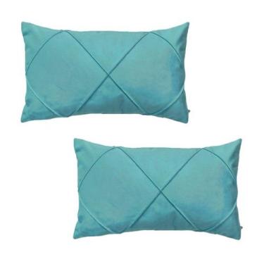 Imagem de Kit 2 Capas para Almofada Drapeada em Veludo Retangular 50x30 com Ench