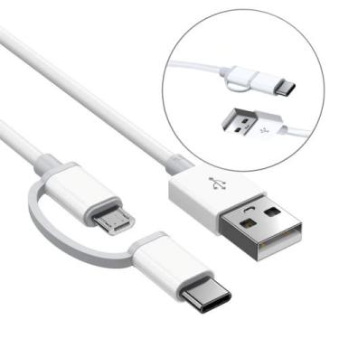 Imagem de Cabo 2 em 1 USB A x USB-C/Micro-USB 1m Carregamento Rápido e Seguro pa