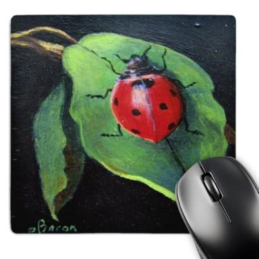 Imagem de 3dRose Mouse pad LLC 20,3 x 20,3 x 0,63 cm, vermelho/preto manchado Lady Bug na folha verde (mp_61504_1)