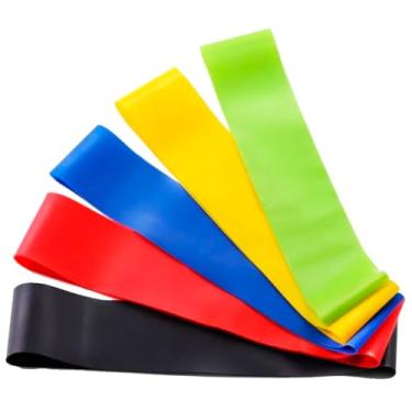 Imagem de Kit 5 Mini Band Elásticas Exercício Academia Treino em Casa Fisioterapia Musculação Yoga Alongamento Condicionamento Físico Saúde Relaxamento Academia Músculos Personal Trainer