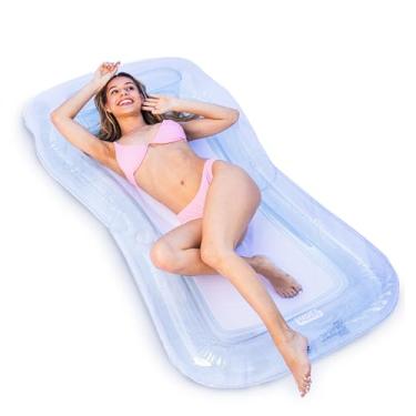 Imagem de Comfy Floats Espreguiçadeira inflável de malha - boia para cadeira de piscina - parte inferior de malha mantém você fresco - azul