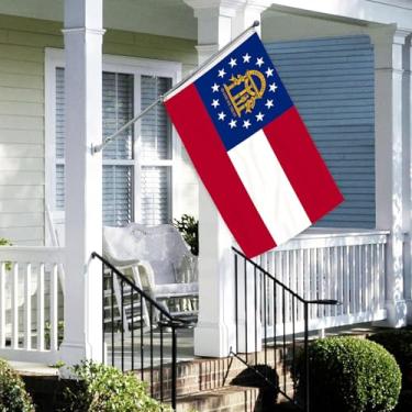 Imagem de Bandeira do estado da Geórgia em 3 camadas 6,5 x 9,5 m 150D poliéster dupla face exterior resistente cores vivas com cabeçalho de lona durável e 2 ilhós de latão