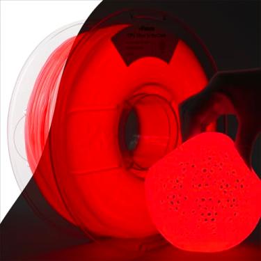 Imagem de AMOLEN Filamento de impressora 3D TPU 95A, 1,75 mm brilha no vermelho escuro, filamento de impressão 3D flexível TPU macio, alta dureza e resiliência, melhor com lâmpadas UV, carretel de 1 kg (1 kg),