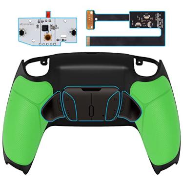Imagem de eXtremeRate Kit de remapeamento RISE4 versão de botões de metal real preto para controle PS5 com aderência emborrachada verde, revestimento traseiro redesenhado e preto, placa de atualização e 4 botões traseiros para controle PS5