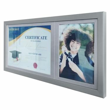 Imagem de Quadro Painel para Fotos de Formatura Certificado e Diploma com Vidro Cor:PRATA E PRATA;Tamanho:53,5X27CM