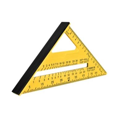Imagem de Gralara Régua triangular de carpintaria, ferramenta métrica e de marcação de carpinteiro para construção de carpinteiro industrial, Amarelo