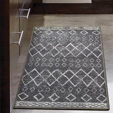 Imagem de Antep Rugs Alfombras Tapete de borracha antiderrapante (antiderrapante) 2x3 com parte traseira boêmio marroquino boêmio com perfil baixo (cinza carvão, 60 x 91 cm)