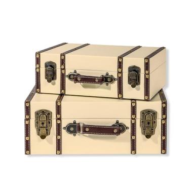 Imagem de Malas decorativas de madeira estilo vintage - da Trademark Innovations (conjunto com 2, branco)