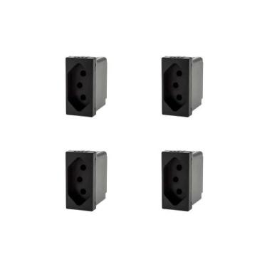 Imagem de Kit 4 Modulos Tomada 20A Preto Borne 615060PT+ Pial Plus+ - Legrand