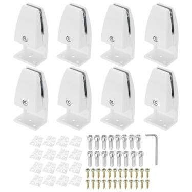 Imagem de PATIKIL Braçadeira de suporte para divisória de mesa de 4,3 x 3,3 x 9 cm, 8 peças, braçadeira de alumínio para divisória de mesa, suporte de proteção contra espirros para painel de mesa de escritório,