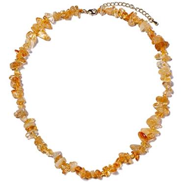 Imagem de Jewever Colar de cristal de quartzo rosa ametista, chakra, pedra rolada para mulheres, cristais de cura e pedras preciosas trazem riqueza e sorte, equilíbrio meditação joias presentes (40,64 cm + 5 cm), Pedra, Citrino