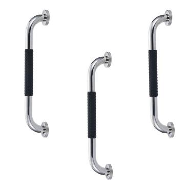Imagem de Barra de Apoio 60cm Inox Kit 3 unidades Suporte Antiderrapante Banheiro Box Segurança Idoso Cadeirante Gestante Acessibilidade