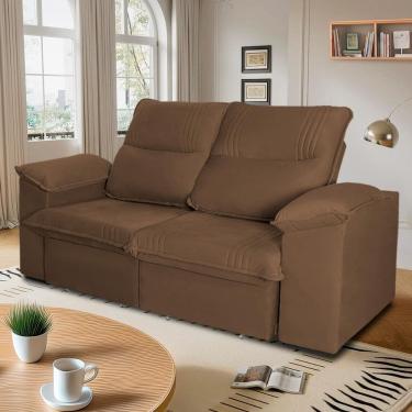 Imagem de Sofá Retrátil Reclinável America 1,80m Suede Marrom