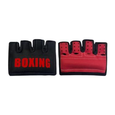 Imagem de Pegciuho Luvas de boxe homens homens presentes kickboxing brike karate adultos meio dedo luvas de luta, Vermelho
