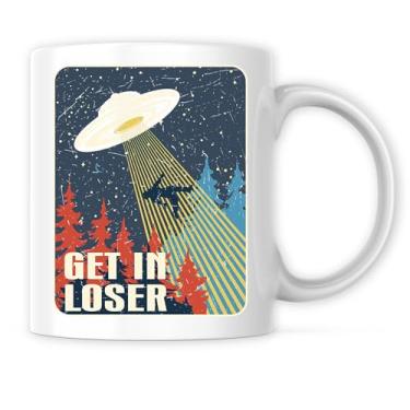 Imagem de Caneca engraçada Alien Abduction - Caneca de ficção científica alienígena ET - Caneca de café de 325 ml Ótimo presente para férias, aniversário, Natal - Caneca de sublimação de tinta cerâmica premium