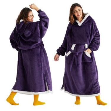 Imagem de Cobertor Vestível com Capuz Bedsure - Unissex - Roxo