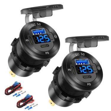 Imagem de Carregador de Carro Hapytrip com 3 Portas USB - 12V, USB-C e USB-A
