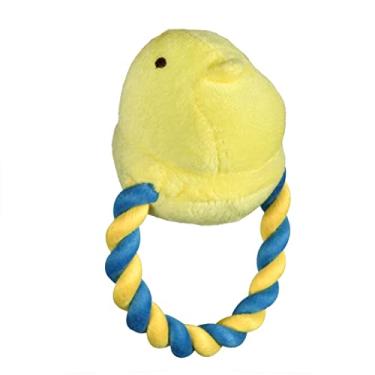 Imagem de Peeps for Pets Brinquedo de puxar de corda de pintinho de pelúcia para cães, amarelo/azul | Macio e fofo, brinquedo de mastigar para cães com corda para adicionar ao cesto de brinquedos de cachorro
