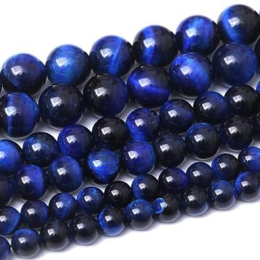 Imagem de Contas redondas soltas de olho de tigre azul de 10 mm contas naturais pedras de energia de cristal para fazer joias, colar de pulseiras, faça você mesmo