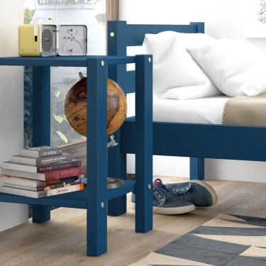 Imagem de Mesa de Cabeceira em Madeira Maciça Linna Azul