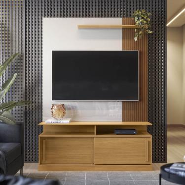 Imagem de Estante Home Chicago para TV até 60 Polegadas 2 Portas Correr Prateleira e Rodízio Tauari/ Off White - Lukaliam